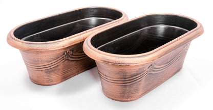 Sapphire USA Set of 2 Plastic Planter Rustic Metal Look Seedlings Nursery Flowerpot for Garden Patio Office Ornaments Home Decor Long Lasting Reusable Lightweight (16 Inches, Copper)