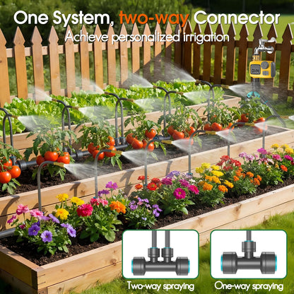 CyberOrd 98FT 1/2" Drip Irrigation System Kit with Smart Water Timer for Garden,Automatic Watering System with 20pcs 360° Adjustable Copper Nozzles, Irrigation System for Garden,Yard, Lawn,Greenhouse
