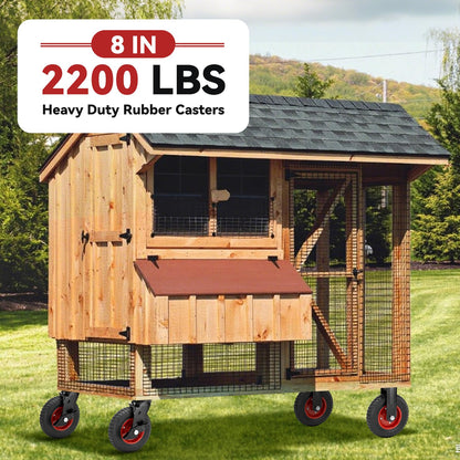 Nefish 8 Inch Heavy Duty Outdoor Casters 2200 LBS, Durable Large Casters Wheels Set of 4, Industrial Grade Rubber Castors with Knobby Tread for Trolley, Industrial and Chicken Coop (2 Brake & 2 Rigid)