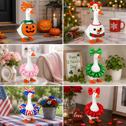 YQUQWN 7 inch Desk Mini Goose Key Holder with 6 Set Outfits, Magnetic Desk Porch Goose with Clothes Decor Funny Desktop Keychain Hanging for Halloween Christmas Home Office Decor Housewarming Gifts