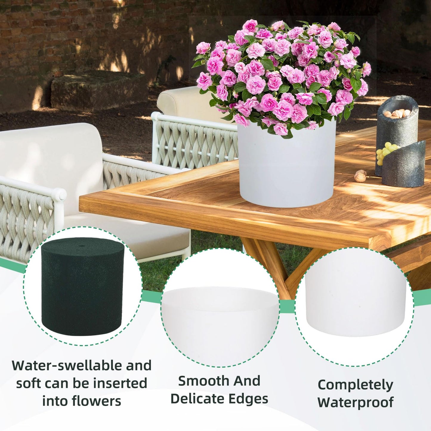 Kuabiz 6 Pcs Plastic Flower Boxes for Arrangements 5 x 5 Inch Cylinder Planter Box Floral Centerpiece Containers with Removable Foam Blocks for Wedding Home Garden Craft Decor