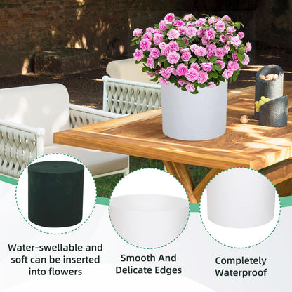 Kuabiz 6 Pcs Plastic Flower Boxes for Arrangements 5 x 5 Inch Cylinder Planter Box Floral Centerpiece Containers with Removable Foam Blocks for Wedding Home Garden Craft Decor