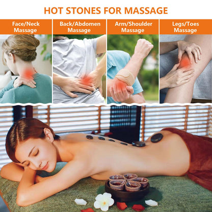 MINGJISHIYE Hot Stone Massage Set, 20 Pieces of Basalt Massage Stones, Suitable for Relaxation in Home spa Heat Therapy