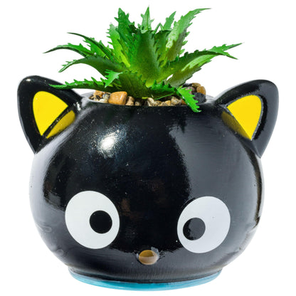 Silver Buffalo Sanrio Hello Kitty and Friends Mini Ceramic Planter Featuring Chococat, 3.75” x 3.25” x 3.75”
