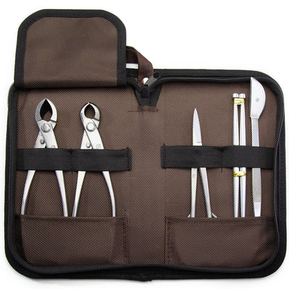 Small Size TianBonsai Bonsai Tools 5-Piece Alloy Steel Bonsai tool Kit In Cluding 180mm Long Handle Scissors / 180mm Branch Cutter / 180mm Knob Cutter / 200mm Straight Root Hook / Tweezers (NBKS5-01)