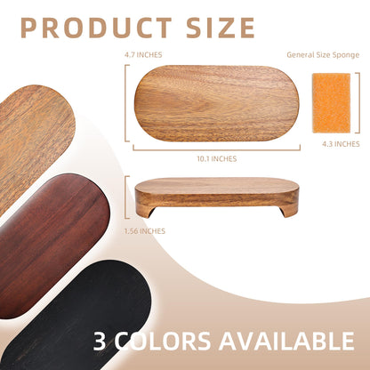 CAMLOT Acacia Wood Risers for Decor Display, Bathroom Counter Decorative Tray, Soap Dish Risers, Pedestal Stand for Bottles,Candle,Plant, Counter Decor for Vanity. (Brown Acacia)