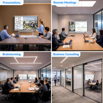 NEWORK Smart Board, 75" All-in-One Interactive Whiteboard, Google EDLA Certified, 48MP CMOS Sensor 4K UHD Camera, 8 AI Noise-Canceling Mics, for Professional Business Meetings and Classroom