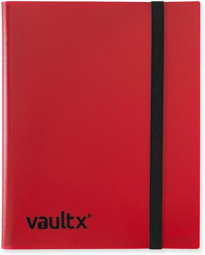 Vault X 9 Pocket Standard Strap Binder, Holds 360 Trading Cards in 20 Side-Loading Pages (Red)