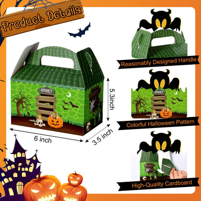 TaoBary 24 Pieces Halloween Candy Treat Box Set Halloween Goodie Boxes Favors Boxes for Birthday Treat Cookies Goodie Box Supplies(House Style)