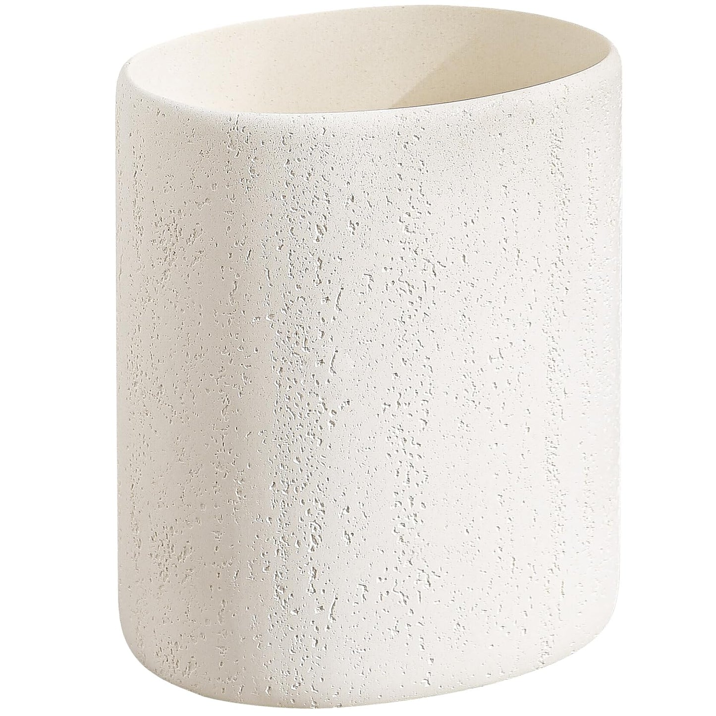 WUUAHOME Trash Can, 1.6 Gallon Small Bathroom Trash Can, Simple Oval Stone Look Garbage Bin, Decorative Waste Basket for Kitchen Office, Home Decor, Bedroom, Living Room White