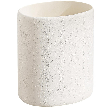 WUUAHOME Trash Can, 1.6 Gallon Small Bathroom Trash Can, Simple Oval Stone Look Garbage Bin, Decorative Waste Basket for Kitchen Office, Home Decor, Bedroom, Living Room White