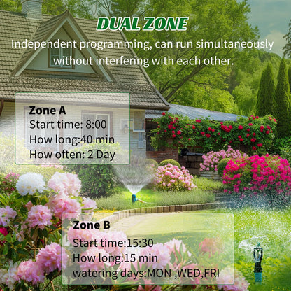AnseTo WiFi Sprinkler Timer 2 Zone, Smart Water Timer for Garden with App Remote Control for Travel, Brass Inlet Smart Irrigation System for Outdoor Hose, Patios, Lawns, Flower Bed & Yard Care