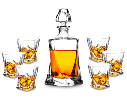 KANARS Whiskey Decanter Set, Premium Crystal Liquor Decanter with 6 Old Fashioned Glasses for Cocktail Scotch Bourbon Irish Whisky Alcohol, Unique Men Gifts for Father's Day Housewarming Birthday