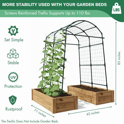 BAXAM Garden Trellis Arch 7FT PP-Coated Stainless Steel Metal Extra Tall Cucumber Trellis Arch Garden Arch Trellis for Climbing Plants Outdoor Vegetable Trellis with Trellis Netting