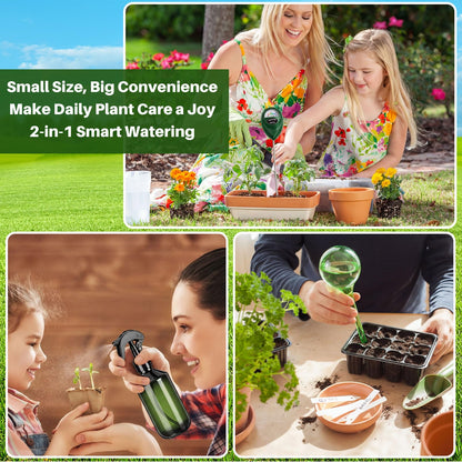 Reallnaive 6-piece Indoor Watering Can Set – 1 Gal Can, 6.8 oz Spray, 15 oz Squeeze, Plant Watering Globes & Soil Moisture Meter, Indoor & Outdoor Plant Care(Fluorescent Green)