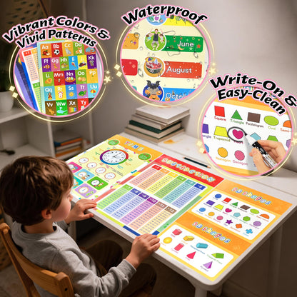 16 Packs 16.7 " x 11 " Laminated Learning Posters for Toddlers 1-3, Toddler Educational Poster for Classroom with Glue Dots, Homeschool Toddler Educational Poster, Learning Posters for Toddlers 1-3