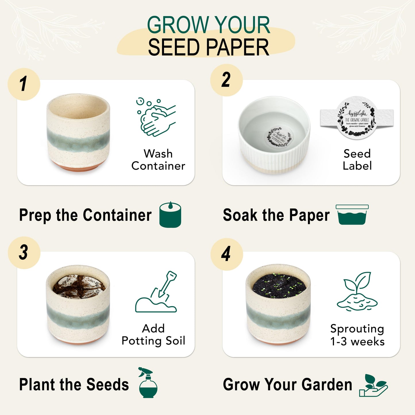 The Growing Candle, Scented Candles 3 Pack, 27oz Natural Soy Wax, Sandalwood Vanilla, Mint Eucalyptus, Rosemary Sage, Aromatherapy Sets, Holiday Gift Set for Women