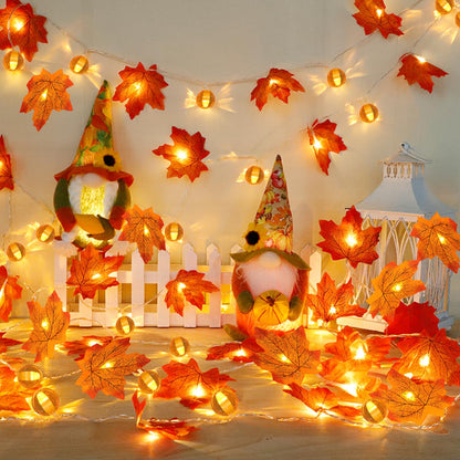 3 Pack Fall Decor Fall Garland with Pumpkin Lights&Enlarged Maple Fall String Lights Pumpkin Decor, 30Ft 60LED Waterproof Battery Operated Christmas Halloween Thanksgiving Fall Decorations for Home