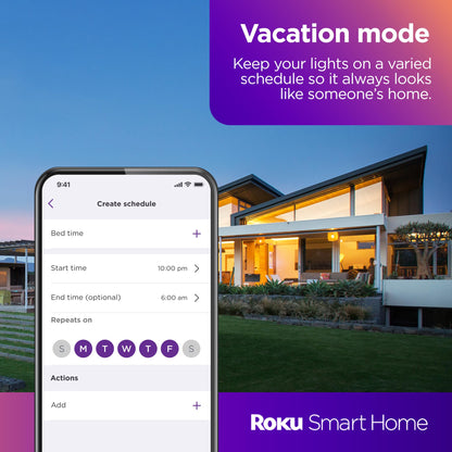 Roku Smart Light Bulbs (White, 4-Pack) - Dimmable A19 Lightbulbs with Adjustable Brightness & Temperature - WiFi Smart Bulbs Works Voice, Alexa & Google Assistant, No Hub Required