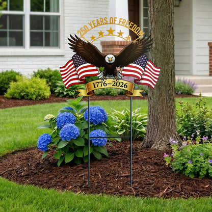 4th of July Decorations Outdoor,25.4" 250th Anniversary Patriotic Eagle Metal Decorative Garden Stakes for Memorial Day Independence Day USA Garden Decor, Red White Blue Americana Welcome Yard Signs