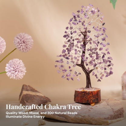 SUBSH Amethyst Crystal Tree of Life 10-12 Inch with 2 Chakra Pendants – Healing Crystal Bonsai Money Tree for Positive Energy, Feng Shui, Reiki, Spiritual Home Decor & Gifts for Women