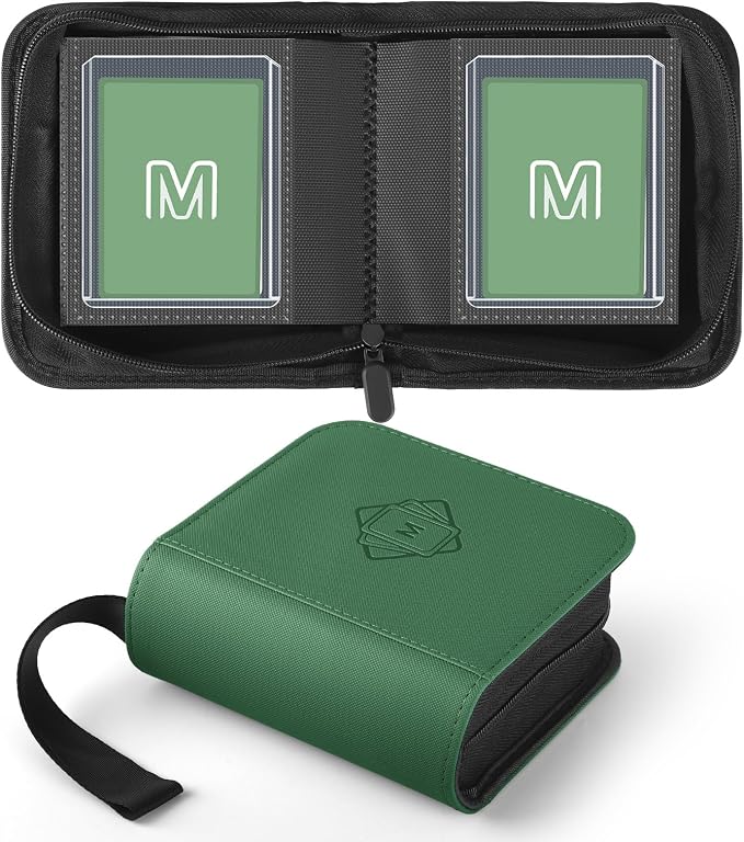 1 Pocket Toploader Binder Holds 40 Cards with 20 Sleeves Collectible Trading Card Album, for 3x4 Toploaders Hard Cases for TCG, MTG, Sports, Baseball, Football, Small Sports Card Book (1Dark Green)