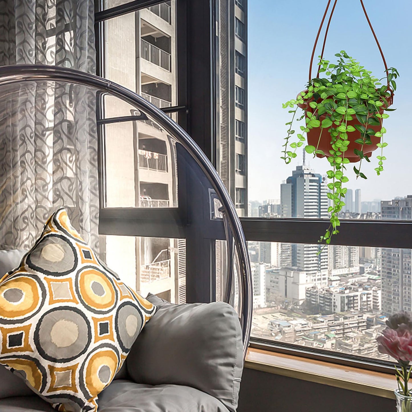 DOITOOL 10 Sets Chlorophytum Pot Hanging Planters Hanging Nursery Basket Pot Orchid Flowerpot Air Plants Holder Empty Baskets for Plants Plastic Window Cactus