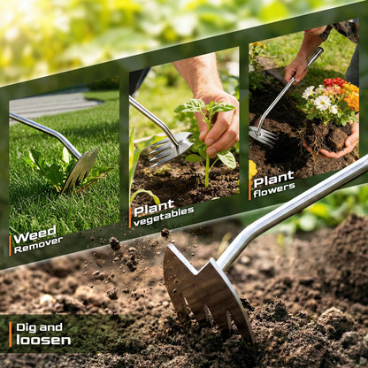LOOHOI Garden Hand Weeder Tool, Heavy-Duty Stainless Steel Weeding Tool for Deep Root Removal, Portable Garden Weed Removal Tool for Lawn, Flower Beds & Yard