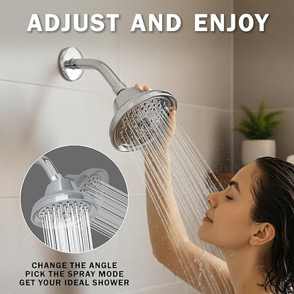 Aqua Elegante Massage Shower Head With Mist - High Pressure Boosting, Adjustable Massaging Rainfall Showerhead For Low Flow Showers With Water Saving Nozzles - 2.5 GPM - Polished Chrome
