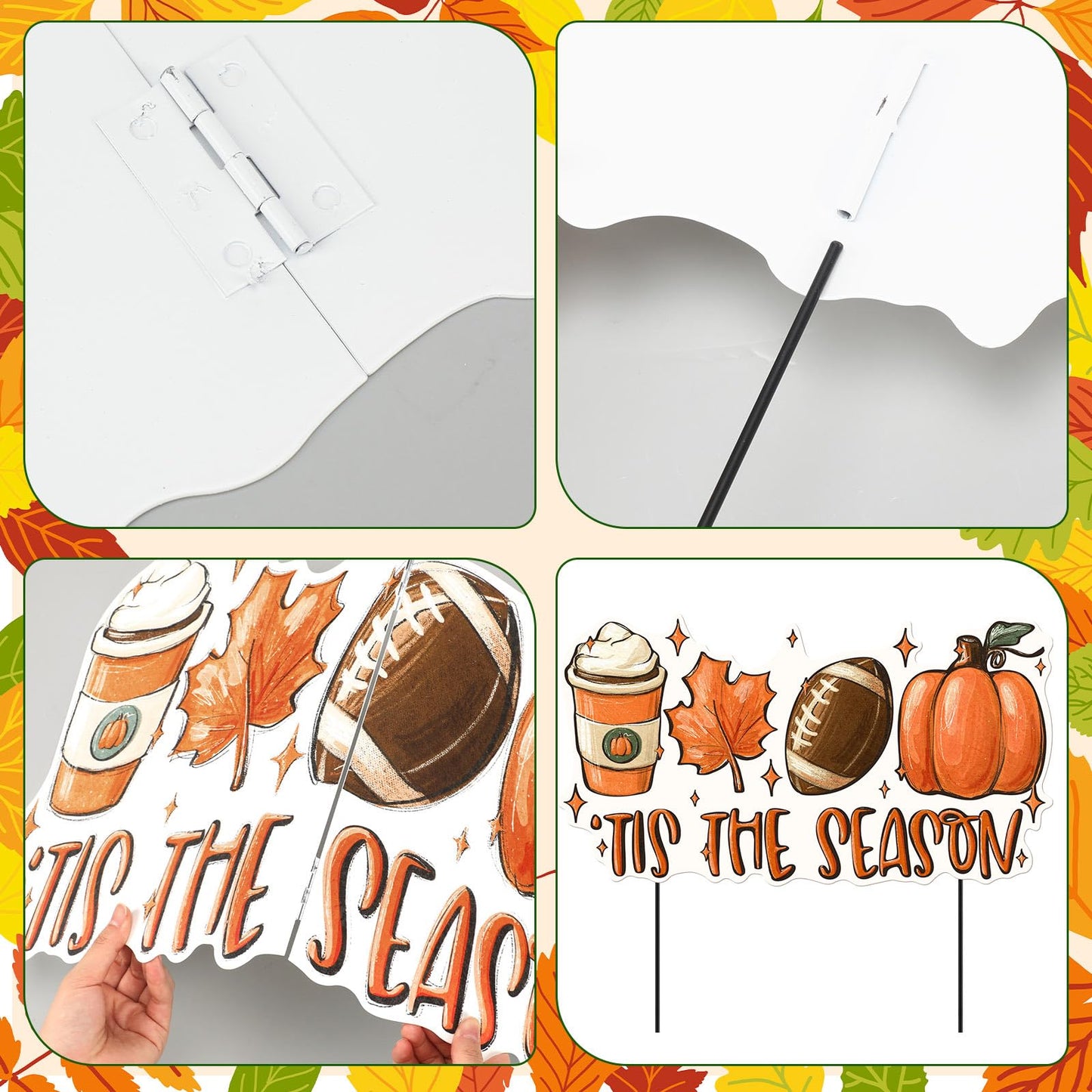 Shimeyao 24 Inch Fall Garden Stakes Outdoor Tis The Season Sign Fall Football Metal Yard Sign, Front Door Decor Signs for Thanksgiving Decorations Autumn Harvest Patio Lawn Walkway