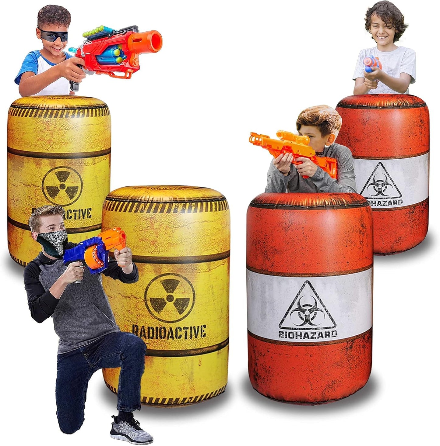NINOSTAR 4 Pack Inflatable Battle Battlefield Barrels,Great for Party Laser Tag Gun Game Battle Obstacles by Ninostar