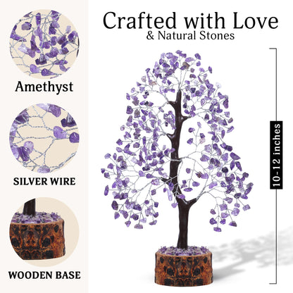 FASHIONZAADI Amethyst Crystal Tree - Chakra Crystals - Money Gem Tree - Purple Home Decor - Feng Shui Crystal - Chakra Crystals - Prosperity Stone - Gifts for Women
