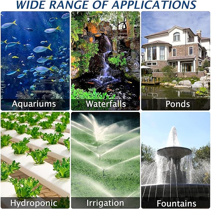WaterRebirth (1700GPH-120W,UL listed) Large Fountain Submersible Water Pond Sump Pump Aquarium Electric Waterfall Pump Outdoor PS-1700