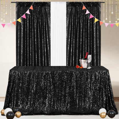 Poise3EHome Black Sequin Tablecloth,60×102 Inch Rectangle Sparkly Fabric Table Cloth for Halloween Birthday Wedding Party Holiday Decoration