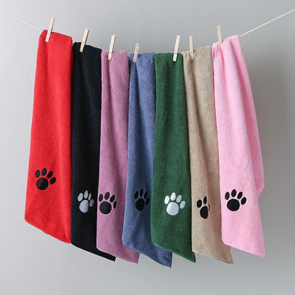 Bone Dry Pet Grooming Towel Collection Embroidered Absorbent Microfiber Drying Set, 15x30, Red, 3 Count (Pack of 2)