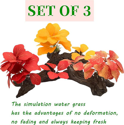 M2cbridge Artificial Fish Tank Plants Silk Aquarium Plastic Plant Aquatic Water Grass Foreground Decor(3PCS Big Colorful)