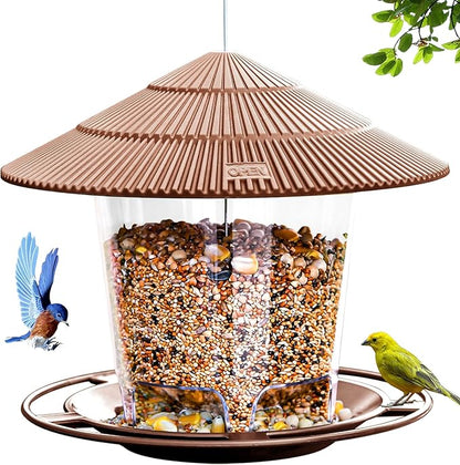 Hanizi Bird Feeder Outdoor Hanging for Wild Bird Seed, Brown
