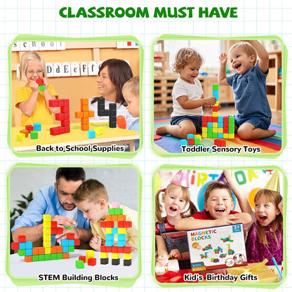 Hiwawind 40pcs Magnetic Blocks -Ideal Gifts for 3 4 5 6 Year Old,STEM Learning Toys for 3-5 Year Old Boys & Girls, Safe & Strong Building Blocks with ASMR Sounds,Classroom Must Haves