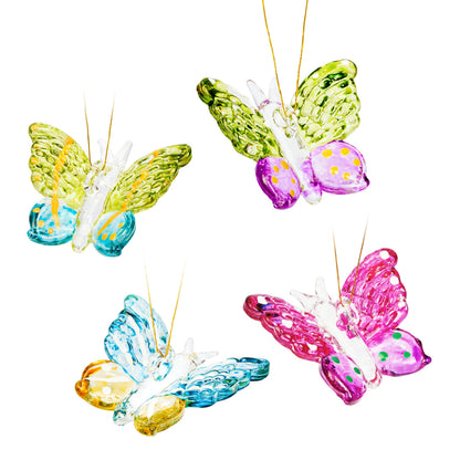 Set of 4 Crystal Butterfly Ornaments 1.7in Hanging Glass Butterflies Collectible Decoration for Home Window Patio Tree