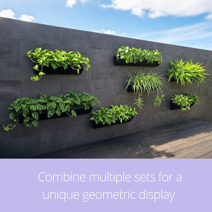 LaLaGreen Wall Planter (24 Inch, 2 Pack) Triangle Black Metal Hanging Flower Pots for Outdoor Plants, Geometric Carbon Steel Wall Mounted Planters for Succulents, Modern Vertical Garden Home Decor