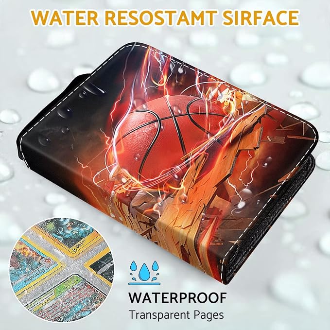 Basketball Card Binder Holder 480 Pockets with 60 Removable Sleeves, Portable Sports Trading Cards Binder Album Collector Organizer Protectors with Zipper,Waterproof