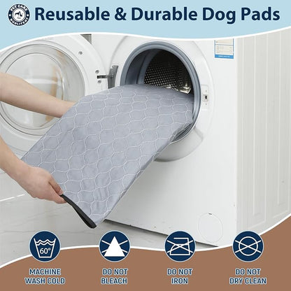 Washable Pee Pads for Dogs, Reusable Puppy Pads 36x72, 3 Pack, White Grey | Reusable, Fast Absorbent, Waterproof, Non-Slip, For Whelping, Training, Incontinence & Potty, For Dog Playpen, Crate, Car