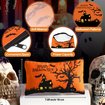 Dansydaisy 30 Pcs Halloween Gift Bulk for Women Halloween Spider Webs Makeup Cosmetics Bags and Skeleton Bats Ghosts Pendant Ornament Keychains Pumpkin Socks Gothic Gift for Trick or Treat Party Favor