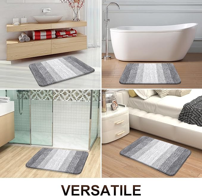 OLANLY Bathroom Runner Rugs Mat 44x24, Extra Soft Absorbent Microfiber Bath Rugs, Rubber Backing, Quick Dry, Washable Long Bath Mats for Bathroom, Tub and Shower, Home Decor Accessories, Light Grey