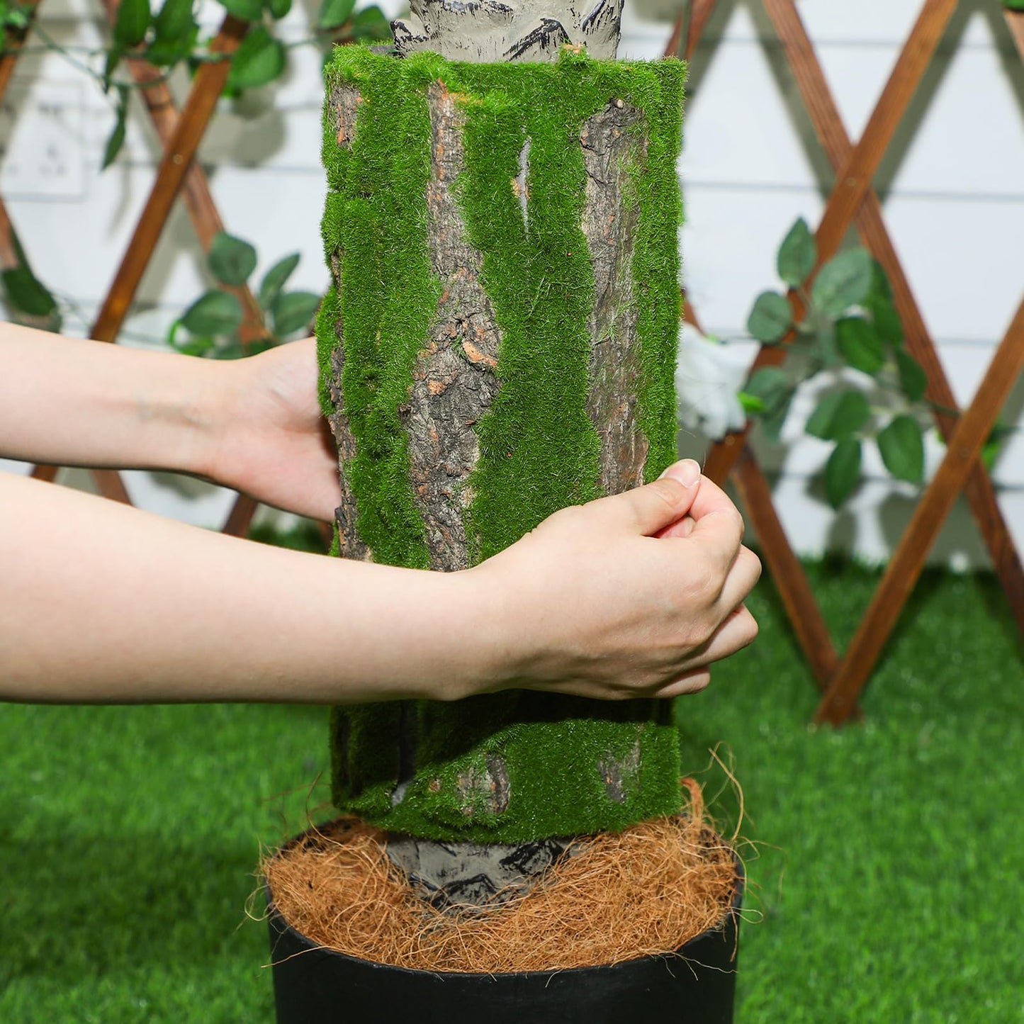 Suncalla Artificial Moss Bark 11.8 x 11.8 inches Tree Plants Bark DIY for Tree Collar Sewer Decoration Water Pipe Pillar Cover Indoor Wall Garden Decor