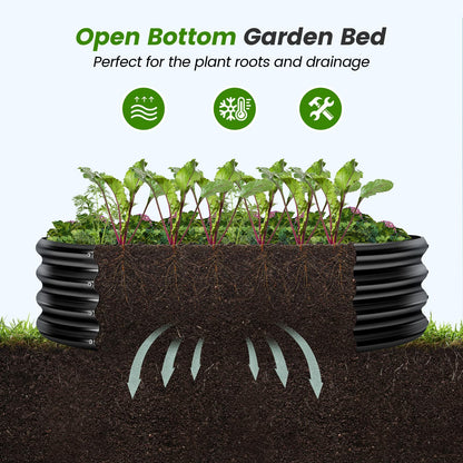 Land Guard 2×2×0.95ft Galvanized Raised Garden Bed Kit, Round Galvanized Planter Raised Garden Boxes Outdoor, Large Metal Raised Garden Beds for Vegetables, Deep Gray
