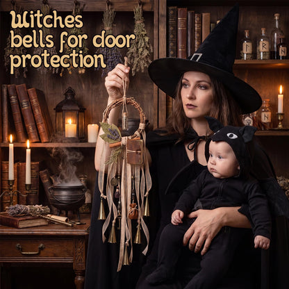 ElaraBerry 4 Sets Witch Bells DIY Kit Witchy Door Knob Hanging Decor Protection Witch Bells Craft for Door Window Garden