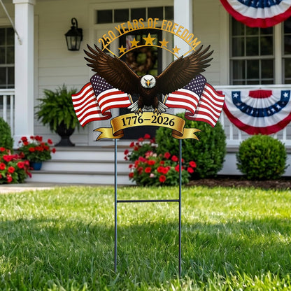 4th of July Decorations Outdoor,25.4" 250th Anniversary Patriotic Eagle Metal Decorative Garden Stakes for Memorial Day Independence Day USA Garden Decor, Red White Blue Americana Welcome Yard Signs