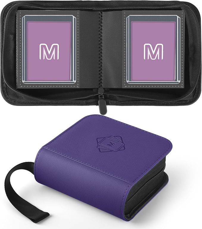 1 Pocket Toploader Binder Holds 40 Cards with 20 Sleeves Collectible Trading Card Album, for 3x4 Toploaders Hard Cases for TCG, MTG, Sports, Baseball, Football, Small Sports Card Book (1Purple)