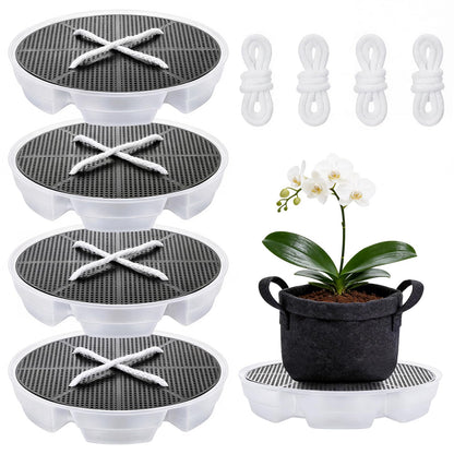 Yimomoyi 4 Pack Self-Watering Fabric Pot Base - Auto-Irrigation System Plant Saucer, Auto Watering Plant Water Tray Self Watering System for Indoor Greenhouse Grow Tent Garden